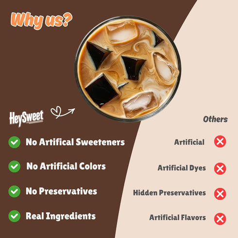 HeySweet 8 Counts 40oz+) Coffee Jelly Vegan, Gluten-Free, Halal, Dye-Free | Jel Dessert made with Natural Brown Sugar