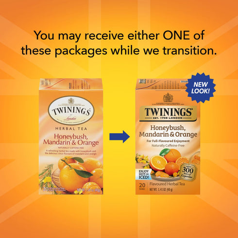 Twinings Herbal Tea, Honeybush, Mandarin & Orange, 20 Count, Naturally Caffeine-Free, Hot or Iced