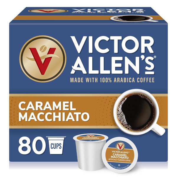 Victor Allen's Coffee Caramel Macchiato Flavored, 80 Count, Medium Roast, Single Serve