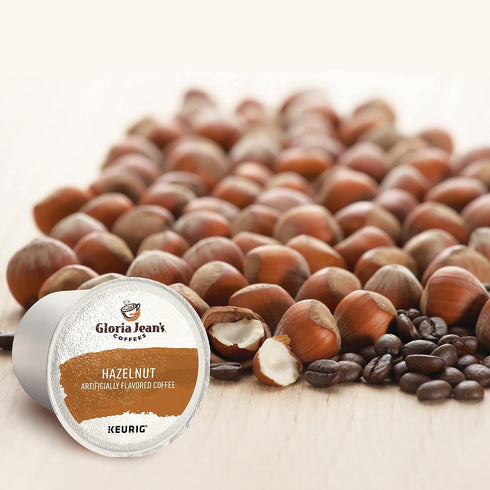72 Count Gloria Jean's Coffees Hazelnut, Single-Serve Keurig K-Cup Pods, Flavored Medium Roast Coffee