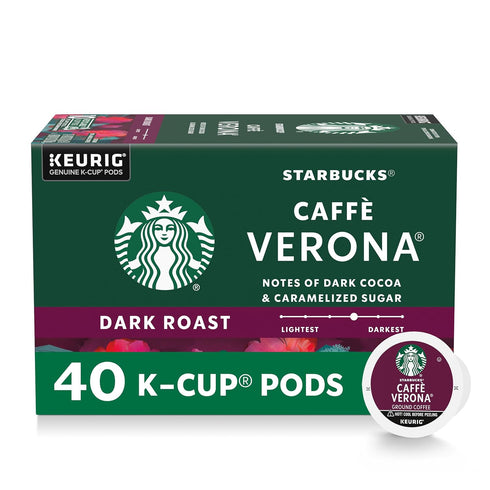 Starbucks K-Cup Coffee Pods, Dark Roast, Caff Verona for Keurig Brewers, 100%