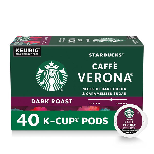 Starbucks K-Cup Coffee Pods, Dark Roast, Caff Verona for Keurig Brewers, 100%