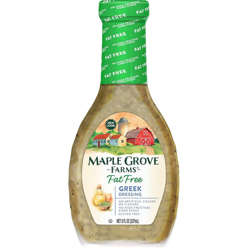 Maple Grove Farms Fat Free Salad Dressing, Greek, 8 Ounce (Pack of