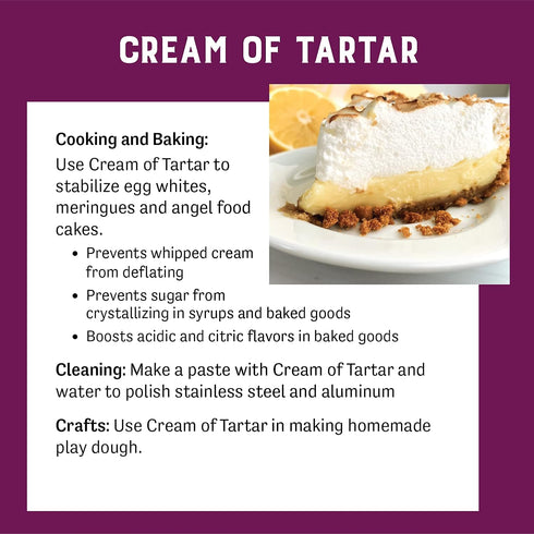 Judee’s Cream of Tartar 6 oz - All Natural, Keto-Friendly, Gluten-Free, Use for Baking as a Stabilizer, Made in USA