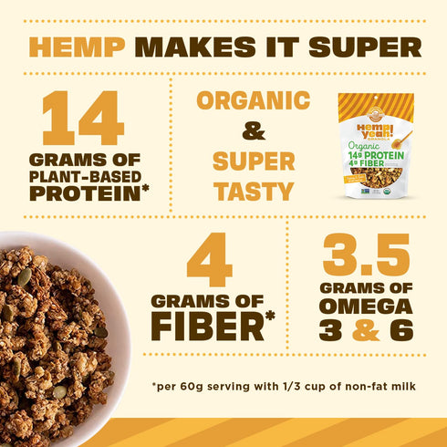 10oz 11g 4g 3.5g 3 6 60g Manitoba Harvest Hemp Yeah Superseed Granola, Honey & Oats- - Protein, Fiber, Omega & per