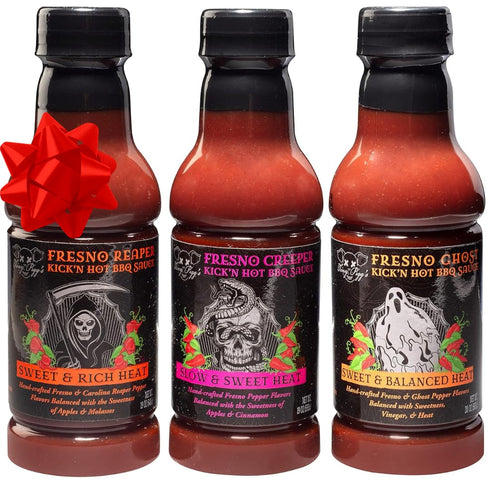 Pack (3 19oz Tony Pigg's Kick'n Hot BBQ Sauce Variety pk, ea- Fresno Reaper, Ghost, Creeper)- Hand Crafted Barbecue
