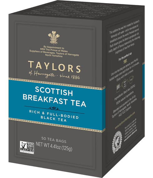 Taylors of Harrogate Scottish Breakfast, Black Tea, Pillow Tea Bags, 50 Count