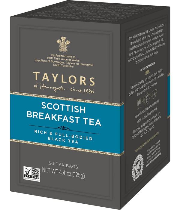 Taylors of Harrogate Scottish Breakfast, Black Tea, Pillow Tea Bags, 50 Count