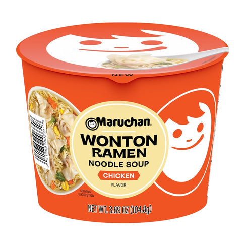 Maruchan Wonton Ramen Bowl, Chicken Flavor Japanese-Style Instant Noodle Soup, Microwaveable Easy