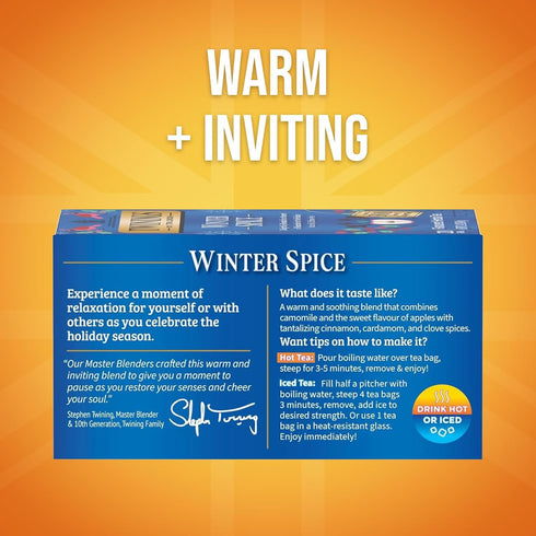 20 Count (Pack 2) Twinings Winter Spice Herbal Tea - Camomile with Apple, Cinnamon, Cardamom, Cloves, Caffeine-Free Tea