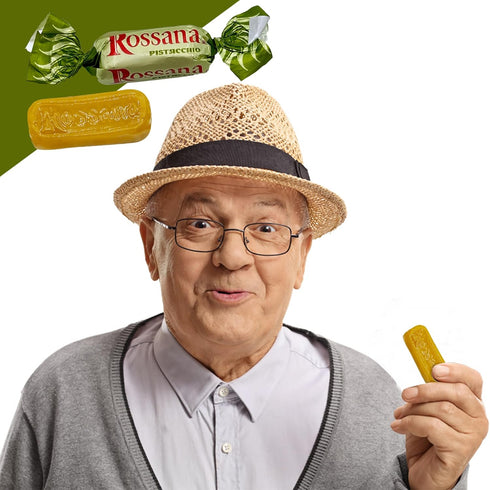 1 Rossana Pistachio Candy Pound Bag Italian Hard Candy Individually Wrapped Classic Pistachio Treat Puntini Style