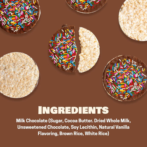(pack 3) LIEBERS Sprinkled Topped Milk Chocolate Rice Cakes, Kosher Certified Dairy, Gluten Free Snack