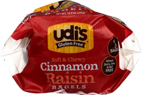 Udi's Gluten Free Bagels with Cinnamon and Raisin Flavor