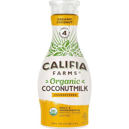 Califia Farms - Organic Unsweetened Coconut Milk, 48 Oz, Dairy Free, Vegan,