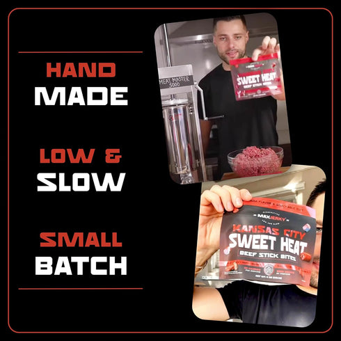 (6.5oz) MaxJerky Kansas City Sweet Heat Beef Stick Bites - High Protein Meat Snack - Spicy Beef Jerky Tender Bites