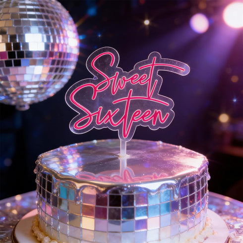 LZGXZF 1 16st 16rd 16th PCS Acrylic Sweet Sixteen Cake Topper,Happy Birthday Cake Toppers,Rose Red Glitter Birthday