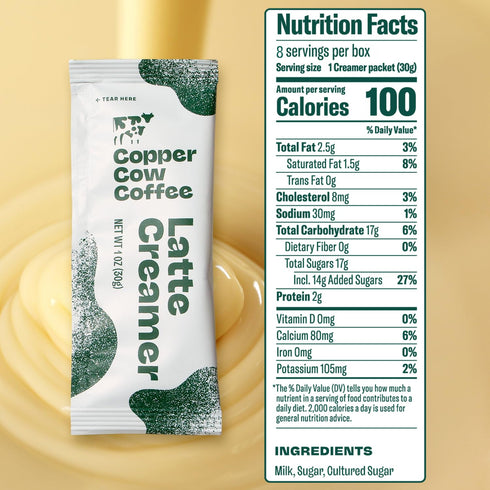 (8 pack) Packets Copper Cow Coffee Sweetened Condensed Milk Coffee Creamer Singles | Vietnamese Inspired Coffee