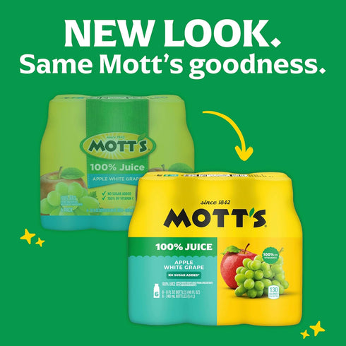 100% 8 Oz 24 Count (4 Packs 6), 2 Mott's Apple White Grape Juice, Fl Bottles, Of No Added Sugar, Excellent Source