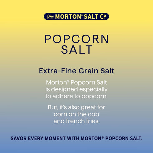 (3.75 oz), 2-Pack, Morton Popcorn Salt, Perfect for Popcorn & Seasoning