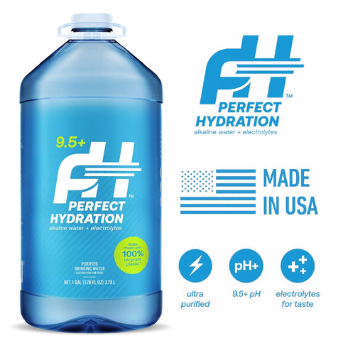 9.5+ 1 (128 oz) 4 Perfect Hydration pH Alkaline Drinking Water, Electrolyte Minerals for Taste, Made in the USA, Gallon