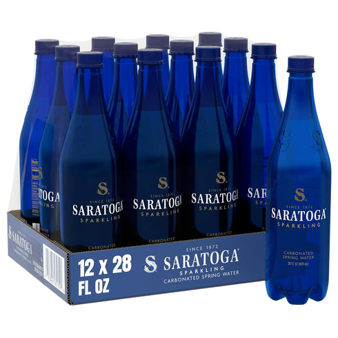 Saratoga Sparkling Water Bottles, 12-Pack Carbonated Spring Bottled Water Recycled PET Plastic