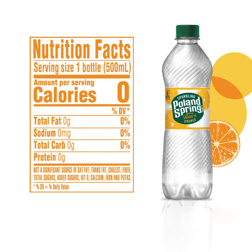 16.9 oz. (Pack 8) Poland Spring Sparkling Water, Orange, Bottles
