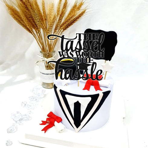 Congrats Grad 2025 Cake Topper, The Tassel was Worth The Hassle Graduation Party Decorations for High