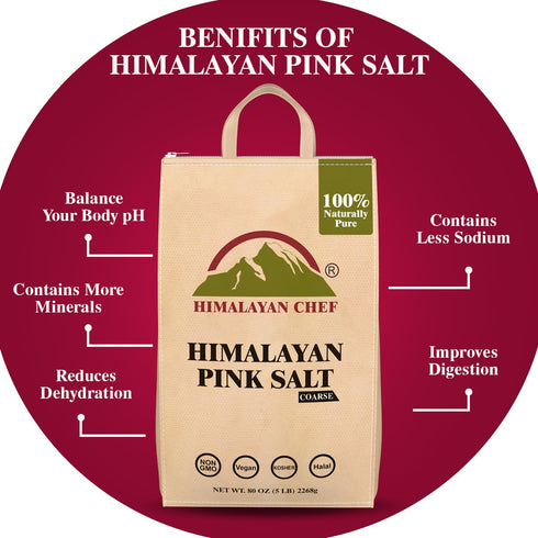15 lbs. (3 5 100% 84 Himalayan Chef Pink Himalayan Salt - x Pound Bulk Bags) Coarse Grain, Pure Natural, Non-GMO