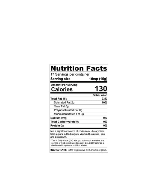 2020 Oregano Flavored Extra Virgin Olive Oil - Cold Fused - Organic - NonGMO - Paleo - Keto - Single Sourced - No