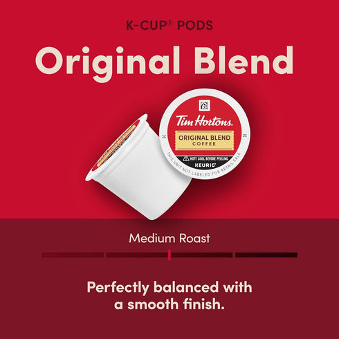 72ct 12 Count (Pack 6) Tim Hortons Original Blend, Medium Roast Coffee, Single-Serve K-Cup Pods Compatible with Keurig
