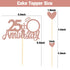 Sumerk 25th Anniversary Cake Topper, 13PCS Rose Gold Glitter Decorations Set for Wedding Celebration Party