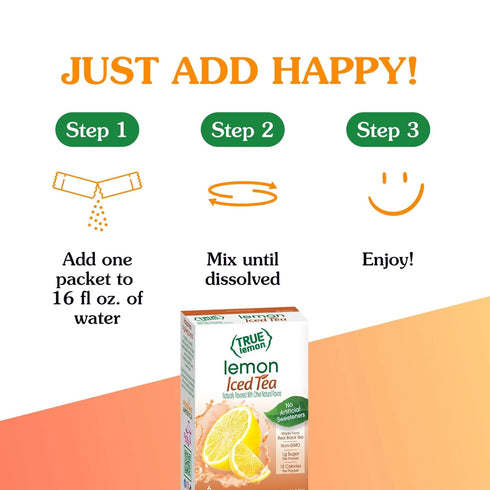 Packets 6 Count (Pack 4) LEMON ICED TEA MIX by TRUE LEMON | Instant Powdered Drink That Quench YOUR Thirst, Mouth