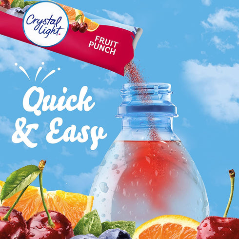 Crystal Light On The Go Fruit Punch Drink Mix, 10-Count Boxes, Pack of 6