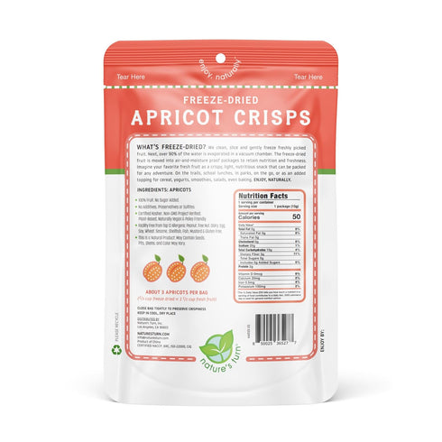 12 (0.53oz Nature's Turn Freeze-Dried Fruit Crisps Sour Apricot, Bags Each) Healthy, Gluten-Free, Crispy & Delicious