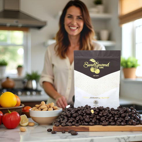 1 SweetGourmet Premium Dark Chocolate Covered Peanuts Candy, Pound