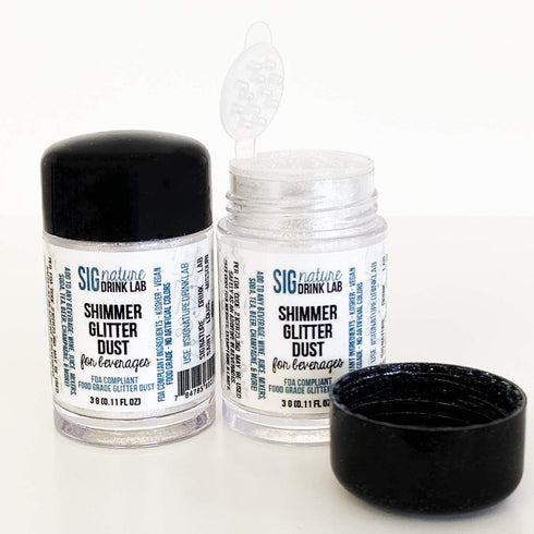 Edible Glitter for Drinks, Shiny Silver Shimmer Beverage Dust for Cocktails, Beer, Wine - 3 gram Shaker