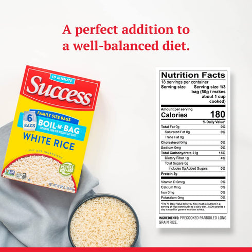 32-Ounce Success Boil-in-Bag Rice, White Rice, Quick and Easy Rice Meals, Box