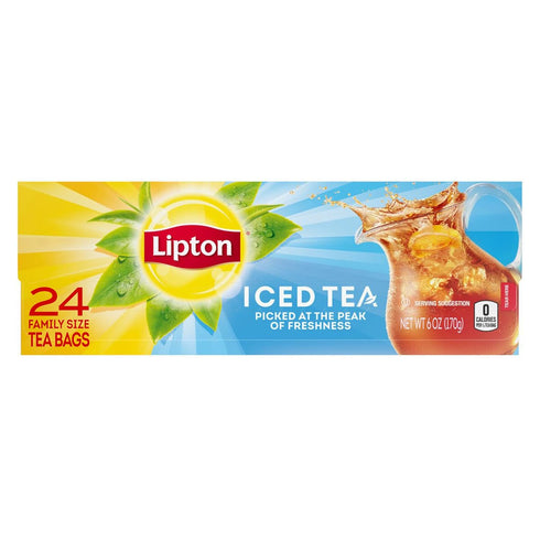 144 (24ct Pack 6) Lipton Unsweetened Iced Tea Bags, Family Size Zero Calories, Total Tea Bags