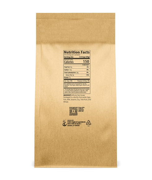 (5 PURE ORIGINAL INGREDIENTS Oat Groats, Whole, Uncut & Hulless, High in Protein, Oat Kernels Pound)