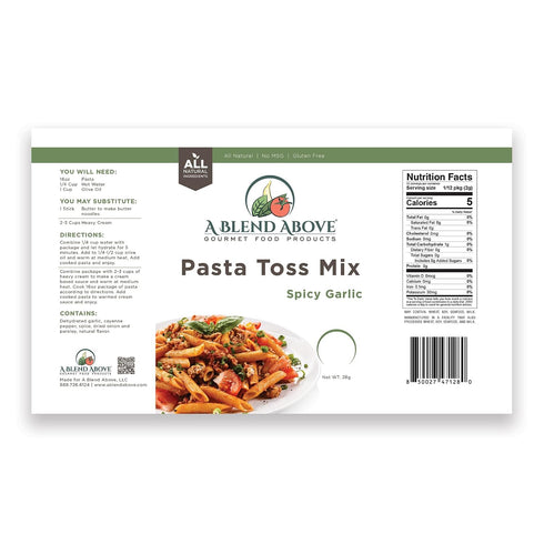 A Blend Above Pasta Mix, Noodle Toss Mix - Pesto Tuscan, Roasted Garlic Parmesan, Spicy Garlic, Spinach Parmesan