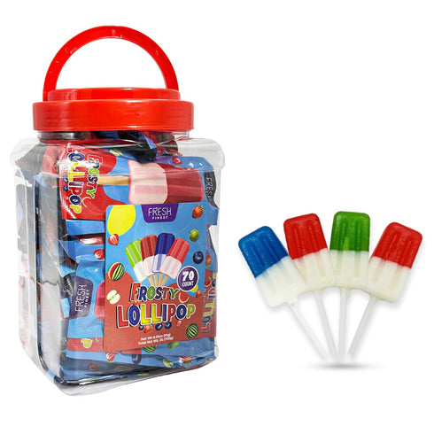 Fresh Finest Popsicle Shaped Ice Cream Lollipops - Individually Wrapped Suckers, Multicolor