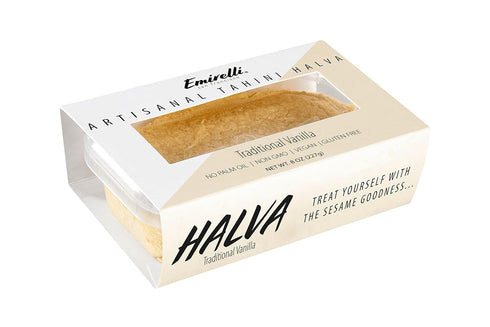 Emirelli Artisanal Halva Dessert – Authentic Middle Eastern Candy, Vegan 55%-Tahini Halwa, Pack of 1