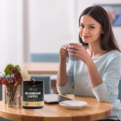 YEGE 6 Immunity30 Mushroom Coffee Organic, Mushroom Blend Cordyceps, Reish, King Trumpet, Shitake, Turkey Tail, Lions