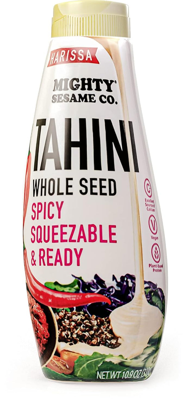 Mighty Sesame Co. Harissa Tahini, Spicy Chili Squeezable & Ready Sesame Paste,