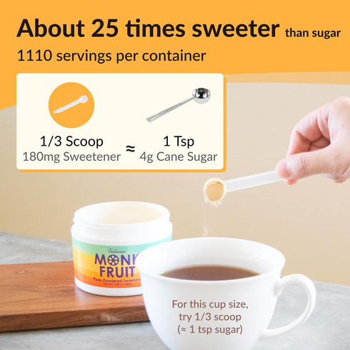 (7% 200g, 1110 NAMANNA Pure Monk Fruit Sweetener No Erythritol-Zero calorie sugar substitute, Zero Carb, Sugar free