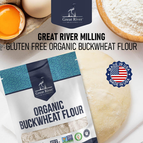 5 Lb Great River Milling Organic Buckwheat Flour | Gluten Free Flour Alternative | USDA Organic, Non-GMO, Kosher |