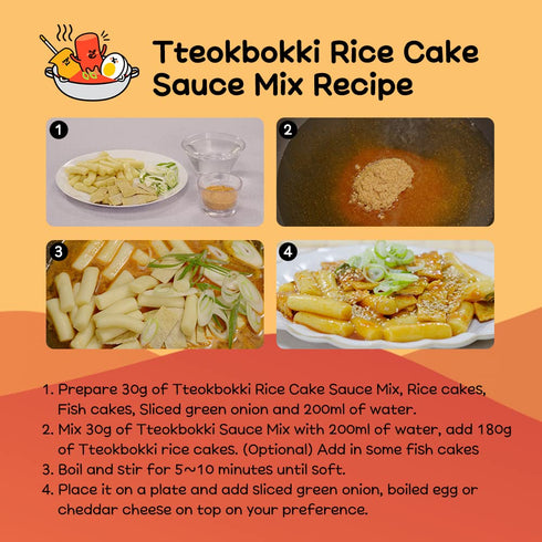 Foodrella Korean Taste Tteokbokki Rice Cake Sauce Mix, Sweet & Spicy Seasoning Mix