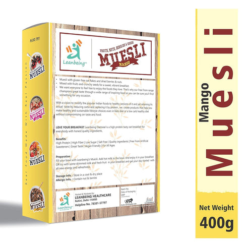 Generic 400G VEDA Mango Muesli Nuts, Berries & Seeds | Gluten Free | Natural Breakfast Cereal |Naturally Sweetened