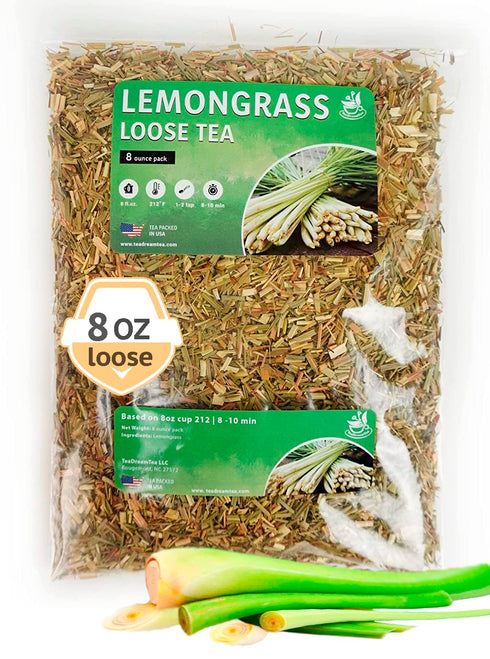Lemongrass Tea Loose Leaf Bulk – 8 oz Herbal Tea, Caffeine Free Lemongrass Teas for Tea Lovers