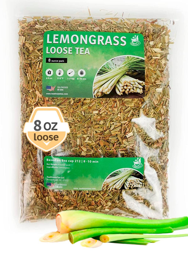 Lemongrass Tea Loose Leaf Bulk – 8 oz Herbal Tea, Caffeine Free Lemongrass Teas for Tea Lovers